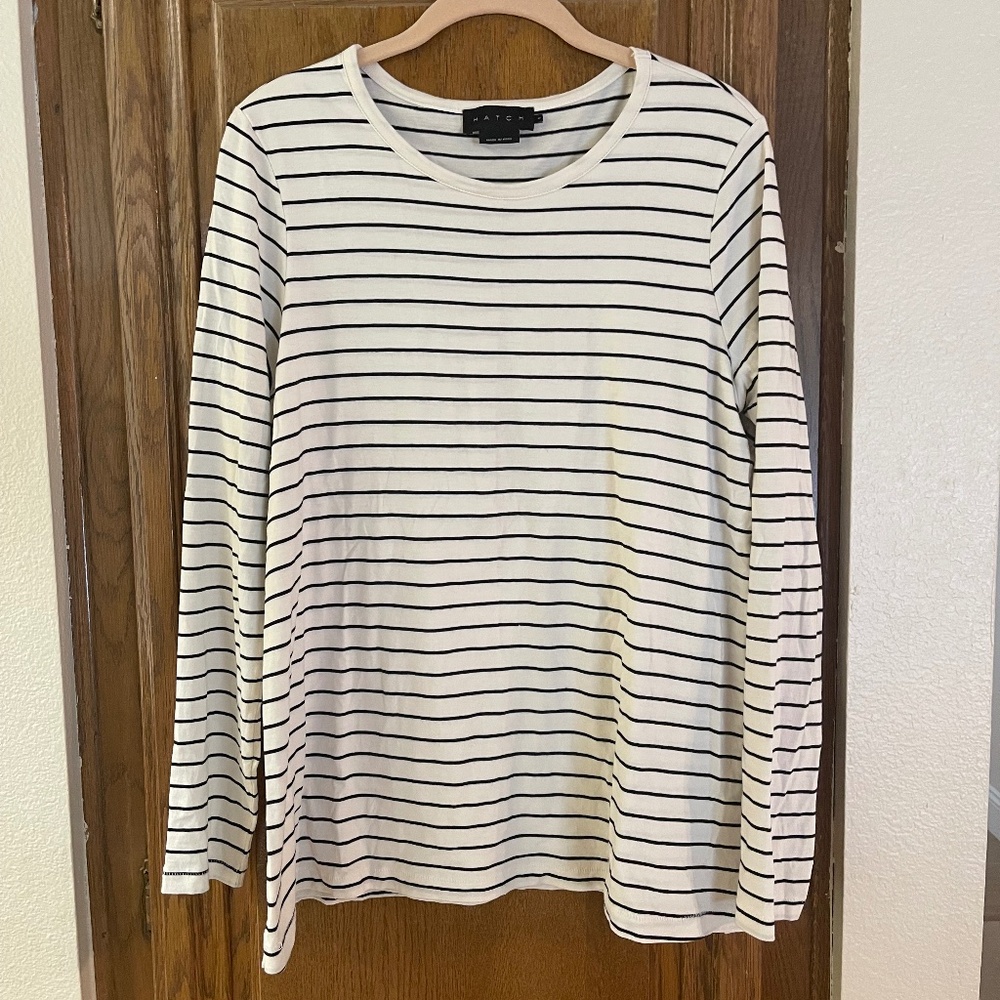 Hatch Longsleeve Nursing Tee Black/White Stripe Size Small